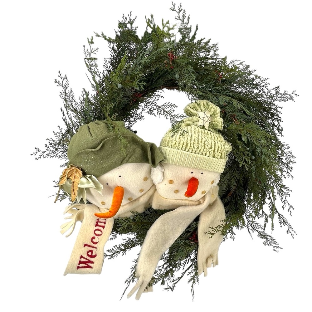 Festive Snowman Wreath with Green Accents